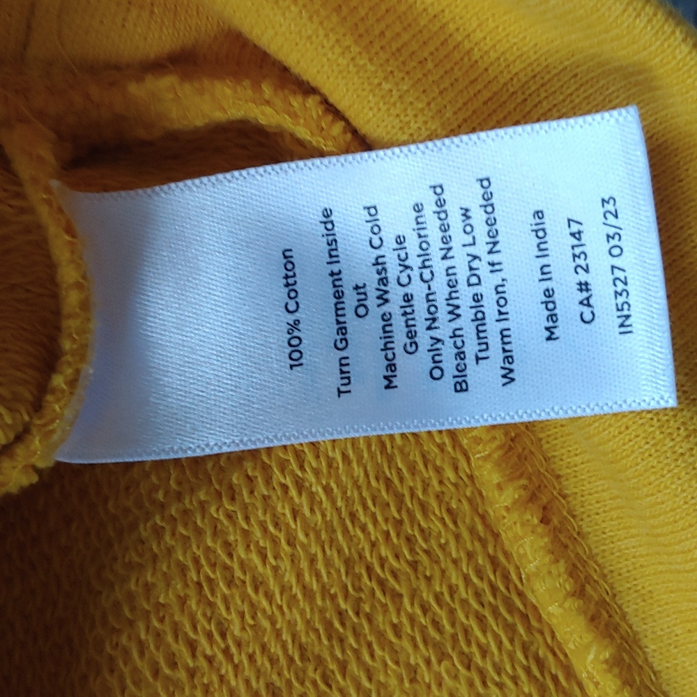 TALBOTS RUFFLE TROM RAGLAM SWEATSHIRT MUSTARD GOLD - Picture 6 of 8